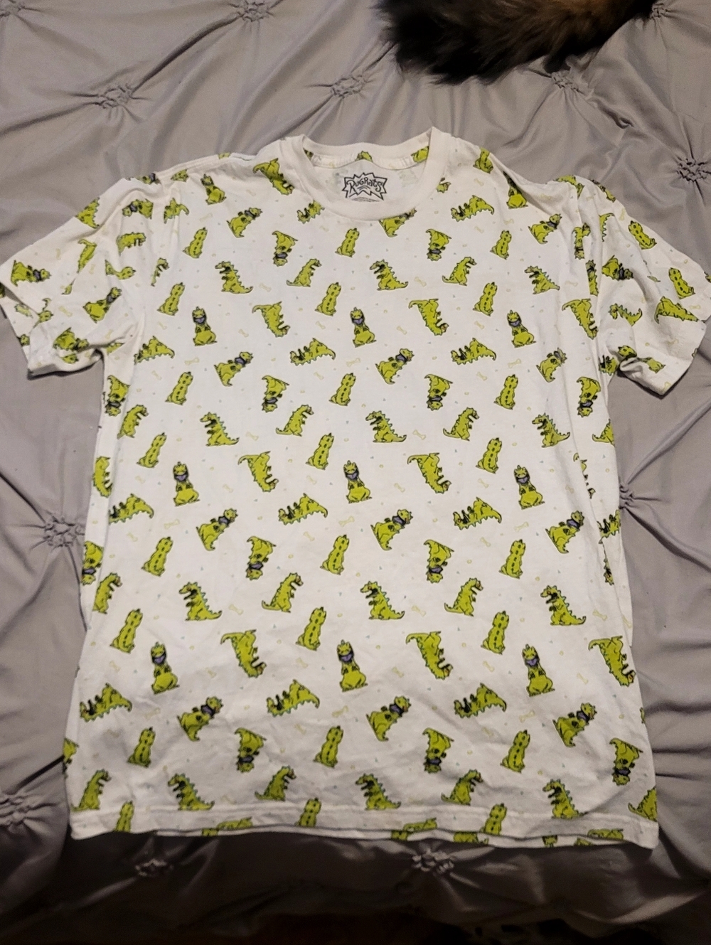 Nickelodeon Reptile Pattern Short Sleeve Tee in White and Lime